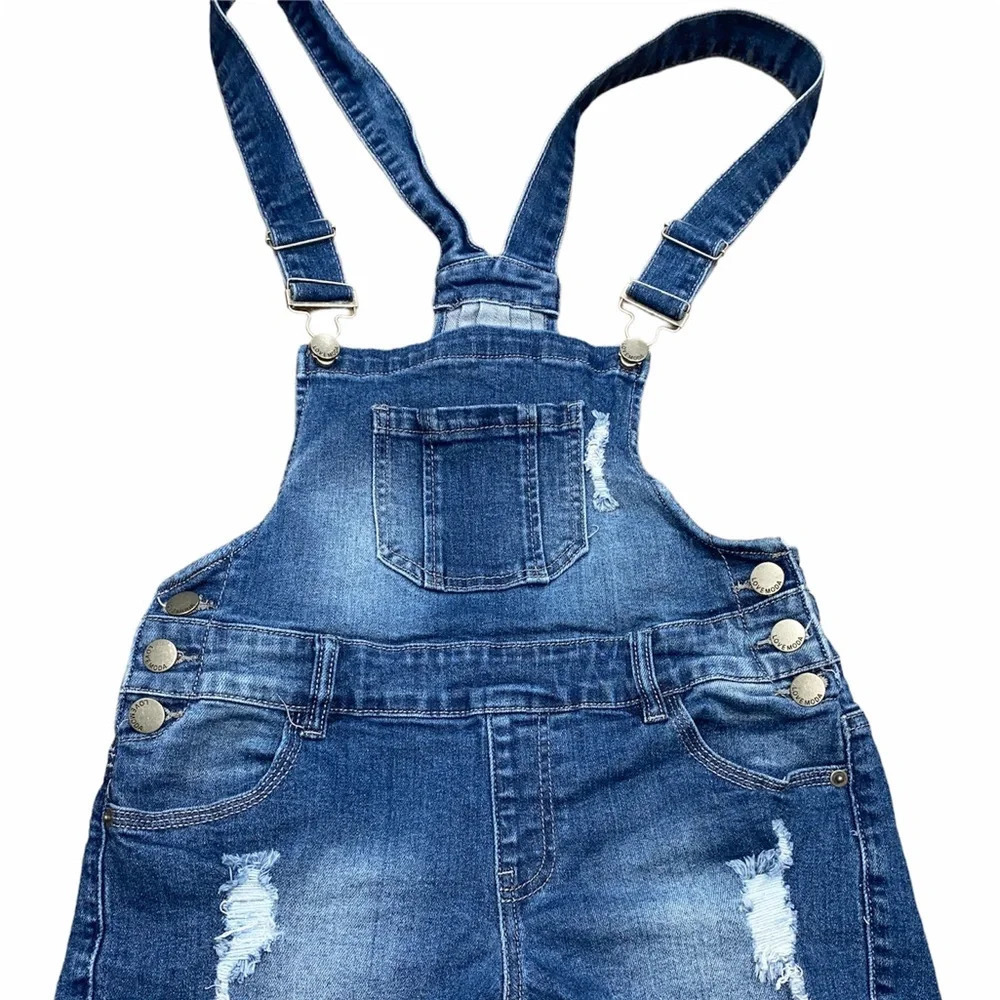 Love Moda denim distressed overalls shorts size medium